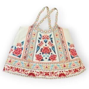 Flying Tomato Rose Boho Chiffon Sleeveless Top Large